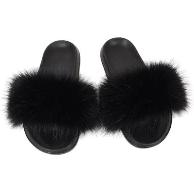 China Custom Quick-Drying Faux Fur Slippers Wholesale Faux Fur Slippers Cheap Slide Artificial Fur Sandals Large Size for sale