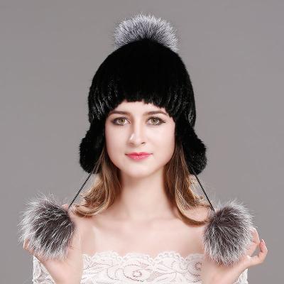 China High Quality Fashion COMMON Real Mink Fur Hat With Luxury Fur Pom Pom for sale