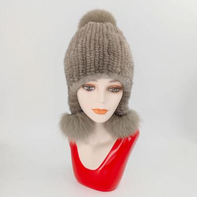 China COMMON High Quality Hand - Woven Mink Fur Hat Winter Ladies Fox Fur Ball Warm Hat for sale