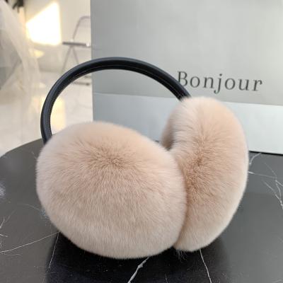 China Various Winter Rex Rabbit Fur Earmuffs Warm Colors Lovely Plush Ear Muff for sale