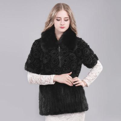 China Keep Warm Black Mink Braided Jacket with Fox Fur Collar for sale