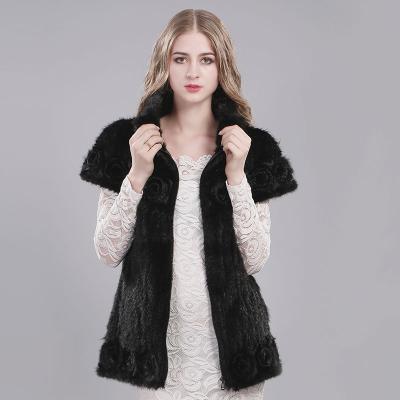 China Keep Warm Custom Made Black Mink Woven Jacket Mink Flower Dress for sale