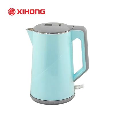 China 360 Degree Rotating Electric Kettle 1.8L Stainless Steel Double Layer Cordless Plastic Tea Kettle Base XIHONG With Boil-Dry Protection for sale