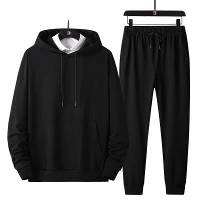 China Solid Anti-wrinkle Two Piece Pants Set Plus Size Mens Hoodies Sportswear Sets For Man for sale