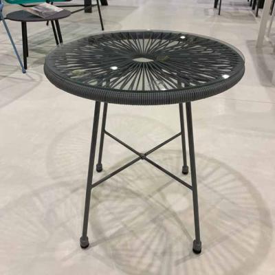 China Hollow Weaving New Design Best Quality Outdoor Furniture Simple Steel Coffee Table for sale