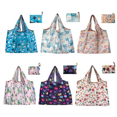 China 2021 Latest Cartoon Expandable Collapsible Collapsible Grocery Tote Bag Easy Waterproof Reusable Carry Out for sale