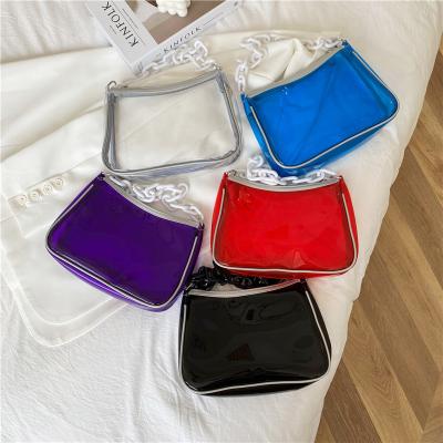 China Popular clear chain lady armpit purses from others handbag 2022 new fashion girls transparent handbag women for sale