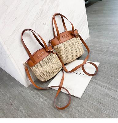 China New summer high quality small shoulder version straw bag hot Korean single bucket bag cross - body bag for woman for sale