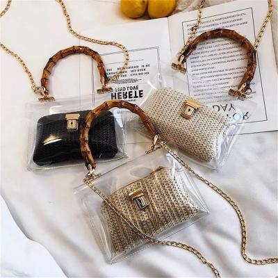 China Wholesale Clear Fashion Jelly Transparent Girls Handbags 2pcs Set Bag For Women Purses for sale