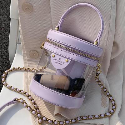 China Other NEW Korea Style Hot Sale Women Transparent Lady Bucket Handbags Chain Bags for sale