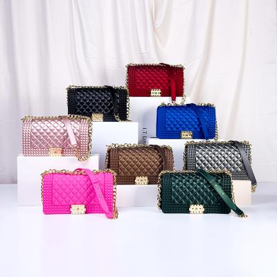 China Other New Women Purses Chain Matte Frosted Lock Jelly PVC Handbags Cross - Body Handbags for sale