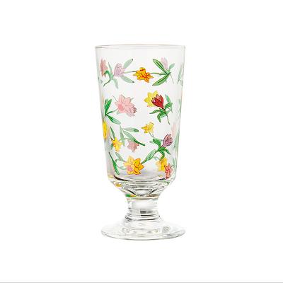 China Colored Tulip Short Footed Wine Glass Mug Tea Cup China Factory Wall Drinking Glass Double Milk Cup for sale