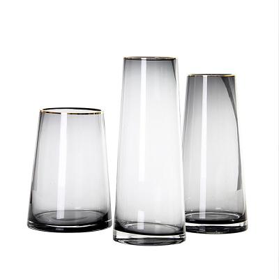 China Nordic Modern Glass Transparent Flower Arrangement Creative Hydroponic Luxury Glass Vase In Tall Vase for sale