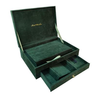 China Custom Fabric Velvet A4+A5/A6 Wedding Album Cover And Unique Drawer Box for sale