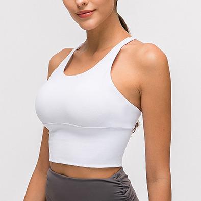 China Women Antibacterial Yoga Wear Lean Active White Sports Bra Top Compression Manufacture China for sale