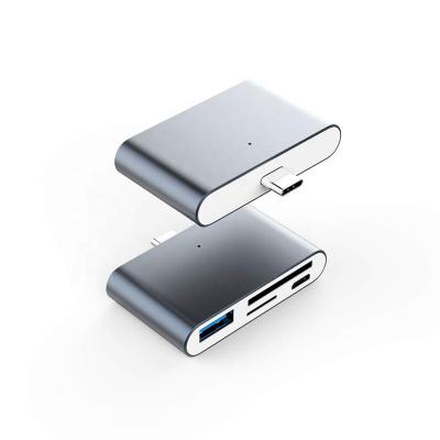 China Aluminum Alloy USB C OTG Card Reader, USB C Hub SD TF Port Card Reader, USB C OTG to USB 3.0 and Micro Adapter USB to USB C Male for sale