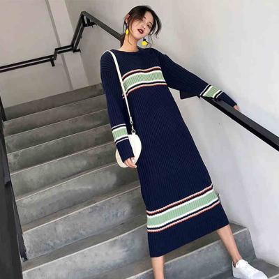 China 2021 New Arrival Autumn Kint Dress Long Sleeve Sweater Anti-static Dress Maxi Dress for sale