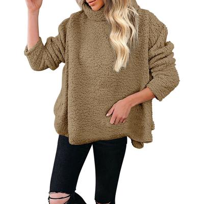 China New Arrivals Viable Women Loose Bilateral Artificial Wool Solid Color Warm Thickened Women Shear Tops for sale