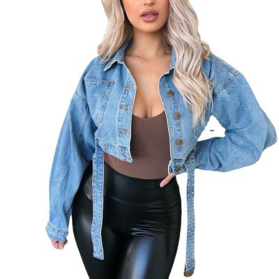 China Breathable Newcomers Long Sleeve Light Blue Denim Bomber Jean Jacket for sale