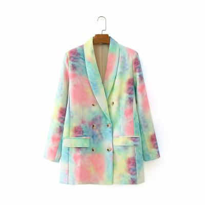 China New Arrival Breathable Long Sleeve Tie Die Streetwear Outfits Oversized Anorak Coat Women Blazer for sale