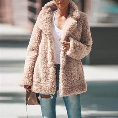 China Sale Ladies Fashion Breathable Warm Winter Thicken Fleece Coat Faux Wool Fur Coat Plus Size Women Sherpa Jacket for sale