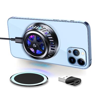 China Mobile Phone Charger 15W Magnetic Adjustable Wireless Magnetic Cooler Fan Stand Phone Holder Mobile Phone Charger for sale