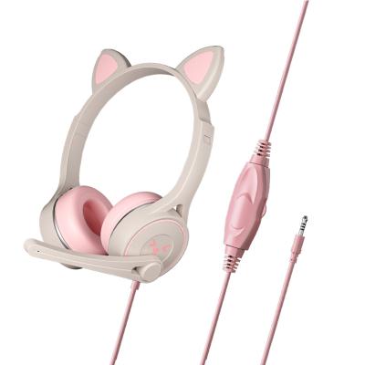 China Earphone Girls Kids Headphones Wired Computer Gamer Kids Boys Mobile Cat Gaming Headset Headset For PC for sale