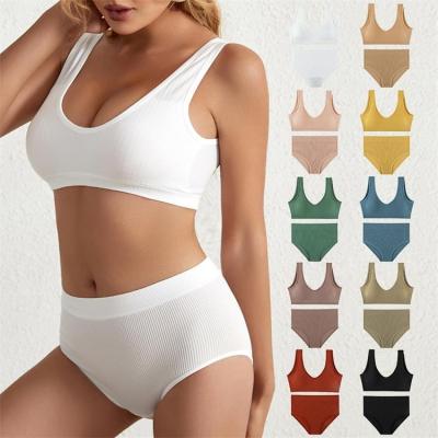 China 2022 QUICK DRY sexy lift up wholesale thin solid color big vest no steel ring bra Beautiful Back Comfortable Panties and brief sets for sale