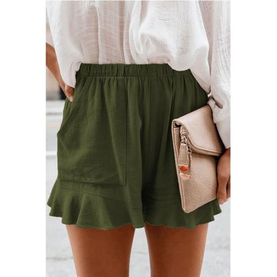 China Wholesale Summer QUICK DRY Sweat Shorts High Rise Ruffle Cotton Solid Women's Casual Shorts for sale