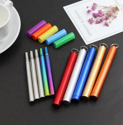 China Sustainable Collapsible Reusable Collapsible High Grade 304 Stainless Steel Metal Straw for sale