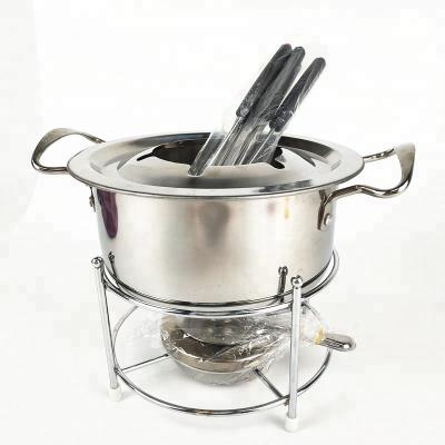 China Sustainable Carbon Steel Mail Order Round Chafing Dish, Mini Carbon Steel Cheese Fondue Set for sale