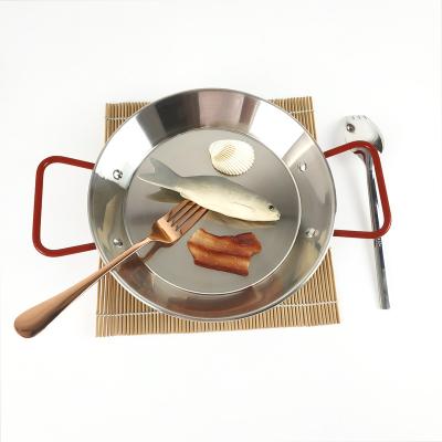 China Viable Red Hot Spanish Red Spanish Paella Ramen Small Handle Stainless Steel Milk Soup Home Sale Pot For Restaurant Cooking for sale