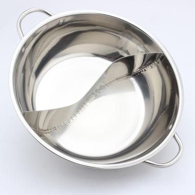 China Double Compartment Sustainable Stainless Steel Restaurant Hot Pot With Divider for sale