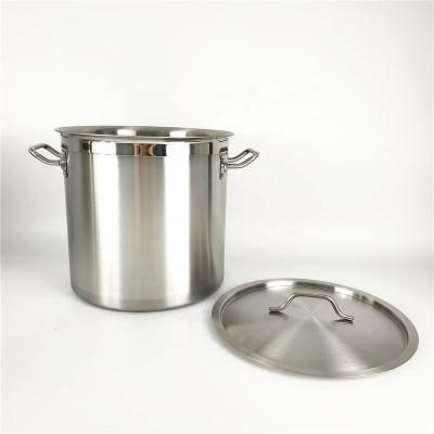 China Large High Quality 30 /37/50/100 Liter Stocked Commercial Soup Cooking Pot Chef's Induction Compatible Stock Pot for sale