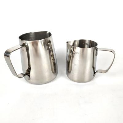 China Sustainable 550ml Espresso Coffee Pull Flower Milk Mugs Cup Pots Handle Stainless Steel Coffee Garland Cup for sale