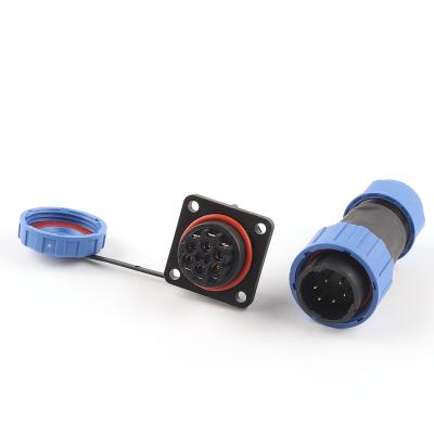 China LP20 IP68 Power Square Screw No Soldering 6 Pin Male Plug Socket Female Cable Waterproof Connector Electrical Wiring Connectors for sale