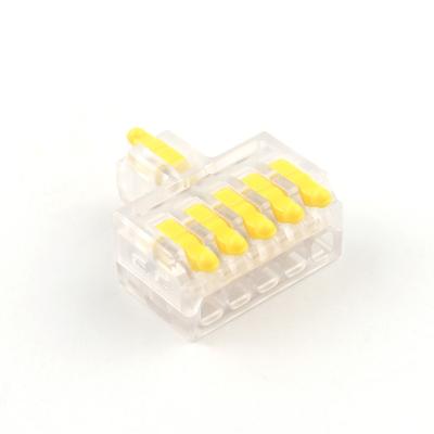 China Power Mini Transparent Electrical Splitter Plug In TB 1 In 5 Out Lever Nut Wire Connector Quick Compact Wiring Connectors for sale