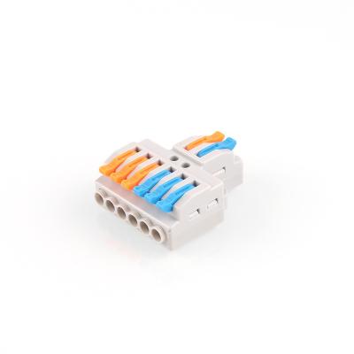 China Terminal Block Power Wiring Cable Lever Wire Nut Connector Fast Flattening Conductor 2 Into 6 Out Connection TB Connectors for sale