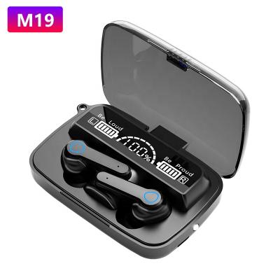 China 2021 M19 TWS 5.1 Mini Earbuds With Power Bank LED Wireless Earphone Headphones Flashlight Mirror Function for sale