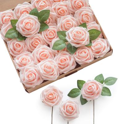 China Factory Wholesale 8cm PE Artificial Foam Rose Flower Head For Wedding and Decoration for sale