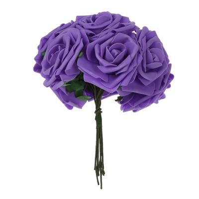 China Fashional 8CM Colorful Artificial PE Latex Pe Foam Pe Rose Flower Wedding Artificial Flowers for sale