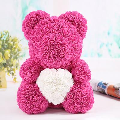 China With Heart Valentines 2020 Gift Idea Handcrafted 40cm PE Foam Teddy Bear Rose Bear for sale