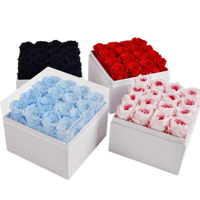 China New Design Reused Materials Rose Preserved Flower Package Box Eternal For Valentine Day for sale