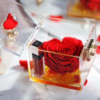 China 2020Whole Sale Valentine's Day Gift Acrylic Box Durable Eternal Roses Forever Preserved For Gift and Festival for sale