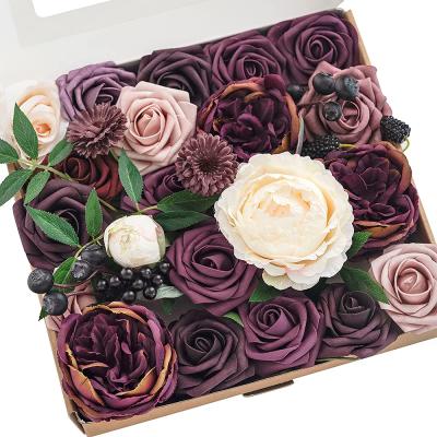 China PE/Silk/PP Artificial Flower Gift Box For Wedding Decorate Bulk Artificial Flowers DIY Flower Bouquets for sale