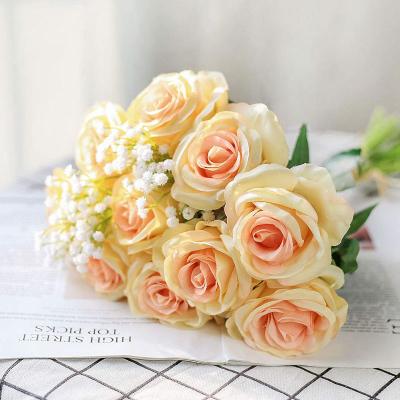 China Fashional Customized Real Color Touch Silk Artificial Velvet Rose Flowers For Artificial Decoration Wedding for sale