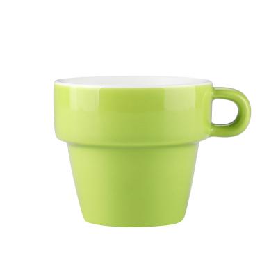 China New Wholesale Bone China 6 Colored Cup And Saucer With Metal Stand Tea Coffee Cup Saucer for sale