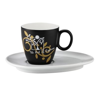 China New Viable Bone China Coffee Cup And Saucer Durable Colorful Cup With White Saucer for sale