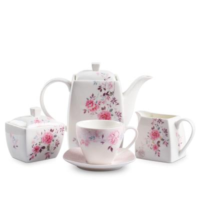 China Viable European Ceramic Coffee Mug Set New Bone China Coffee Tea Set With Creamer And Sugar Pot for sale