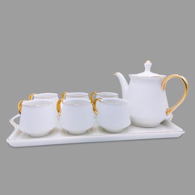 China Viable Custom Wholesale Luxury Teapot and 6 Gold Tray and Cup Teapot for sale